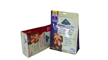 Saco de embalagem com zíper flexível de fundo plano para alimentos para cães e gatos/alimentos para animais de estimação/saco de reforço lateral para embalagens de alimentos para animais de estimação